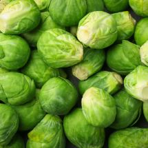closeup of cleaned and prepped Brussels sprouts