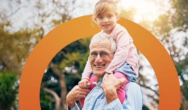 grandparent with grandchild is concerned about greenhouse gas reduction for future generations